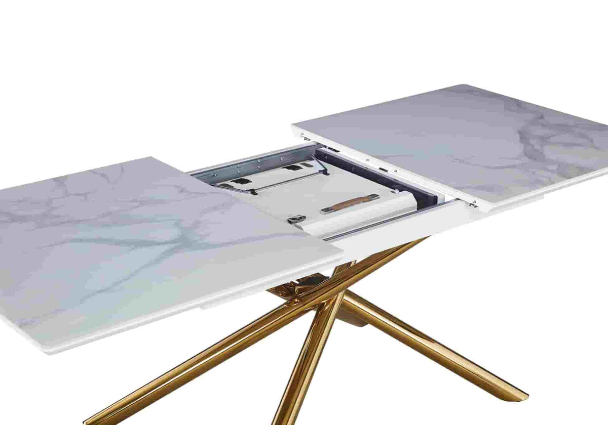 Table à manger extensible céramique marbre blanc | Zyra