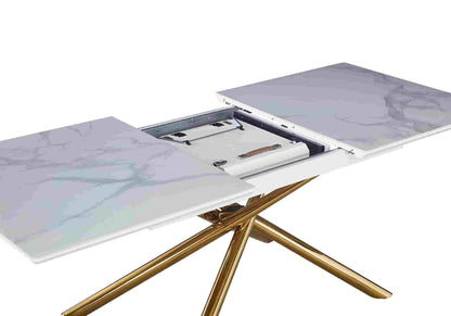 Table à manger extensible céramique marbre blanc | Zyra