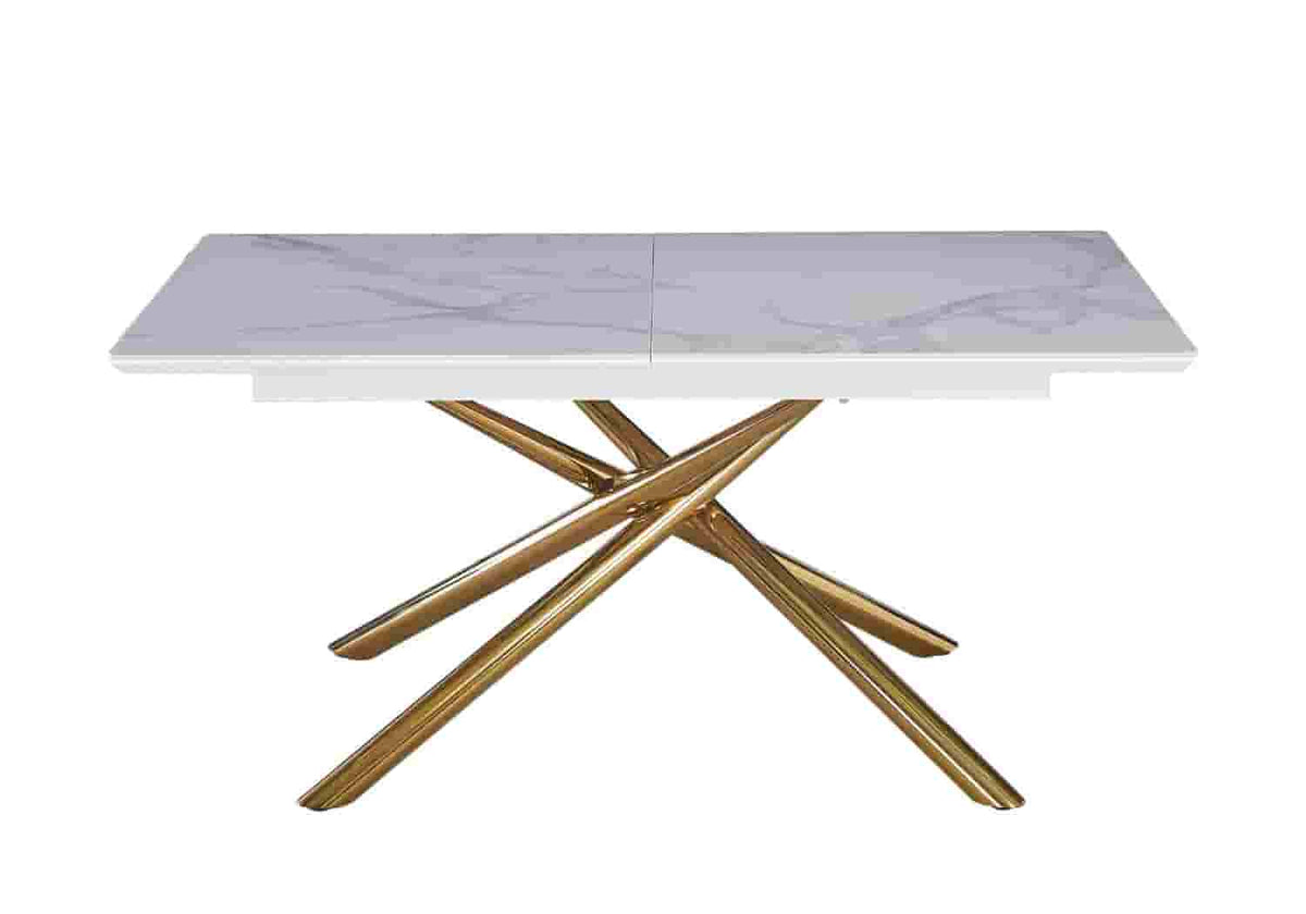Table à manger extensible céramique marbre blanc | Zyra