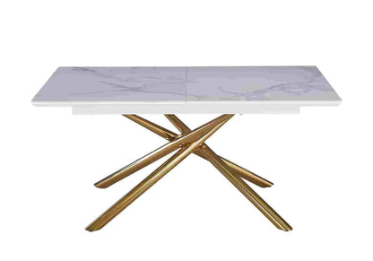 Table à manger extensible céramique marbre blanc | Zyra
