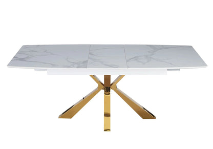 Table extensible en céramique marbre gris et doré | Solvix