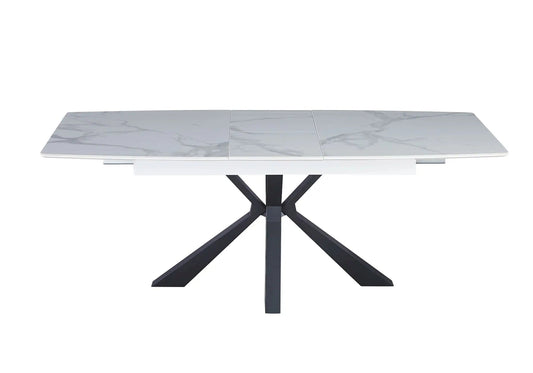 Table extensible céramique noir et marbre blanc | Solvix