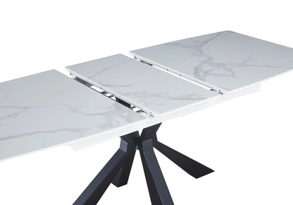 Table extensible céramique noir et marbre blanc | Solvix