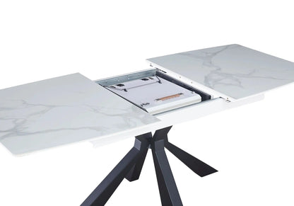 Table extensible céramique noir et marbre blanc | Solvix