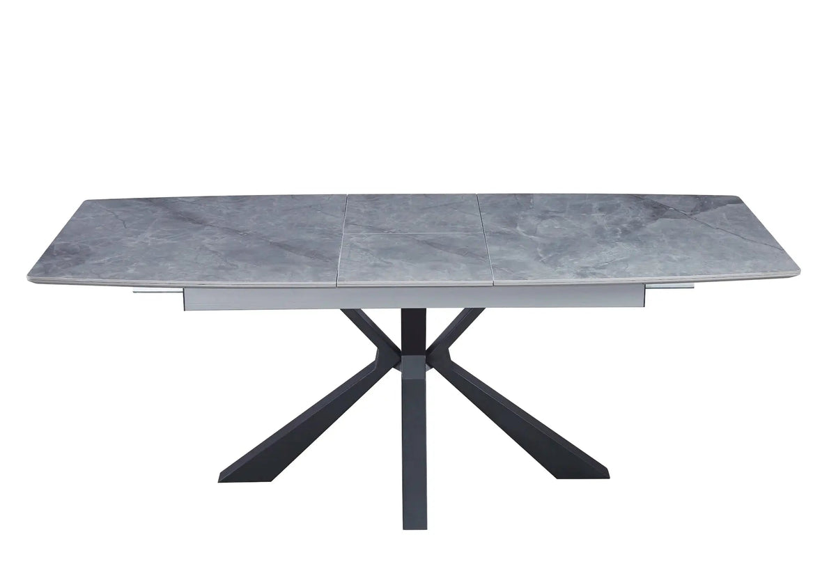 Table extensible céramique noir et marbre blanc | Solvix