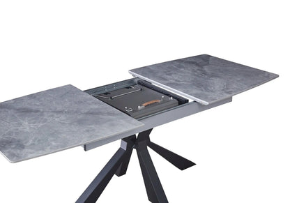 Table extensible en céramique noire et marbre gris | Solvix