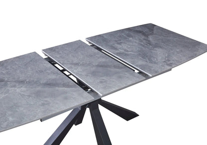 Table extensible en céramique noire et marbre gris | Solvix