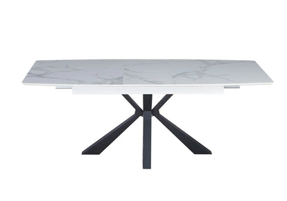Table extensible en céramique noire et marbre gris | Solvix