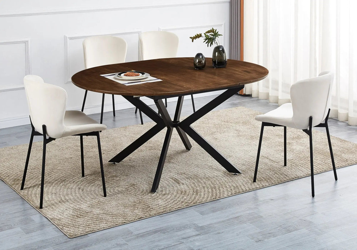 Table repas extensible en chêne et pied noir | Vylos