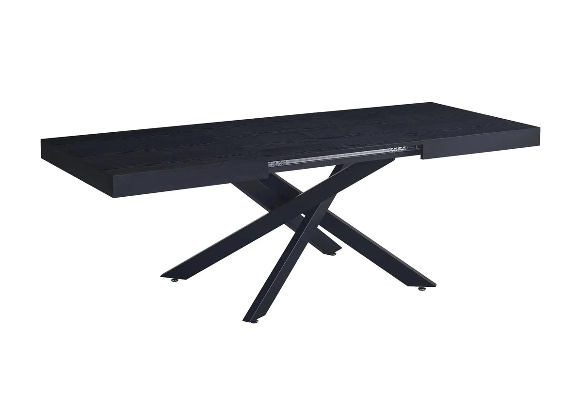 Table à manger extensible noire et bois moderne | Varek