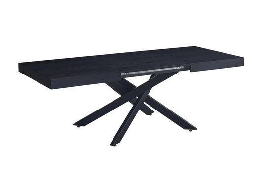 Table à manger extensible noire et bois moderne | Varek
