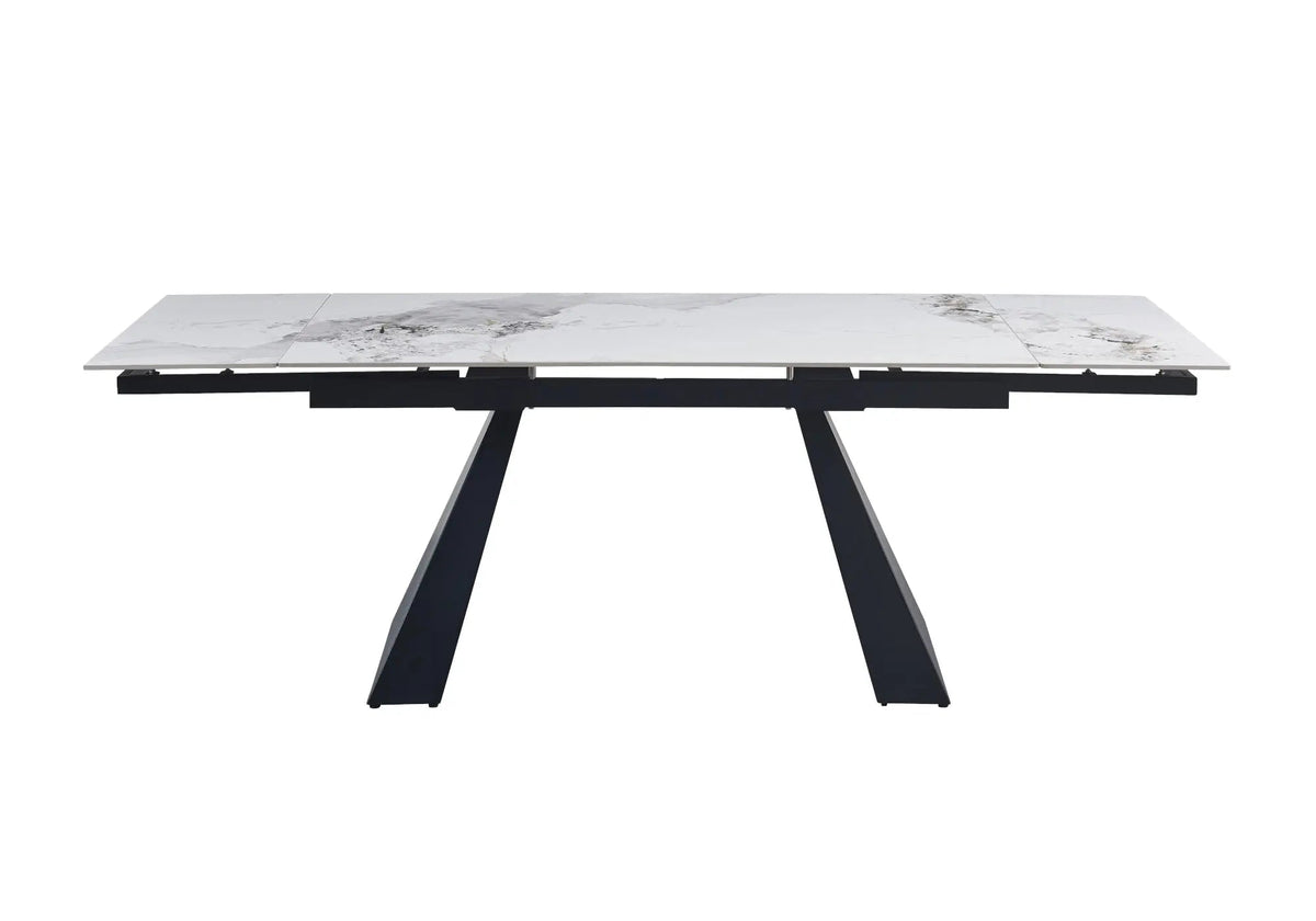 Table à manger extensible noir et marbre blanc | Vexis