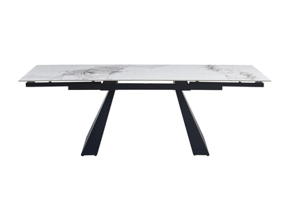 Table à manger extensible noir et marbre blanc | Vexis