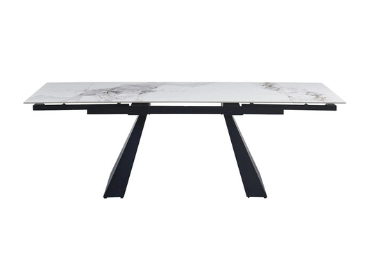 Table à manger extensible noir et marbre blanc | Vexis