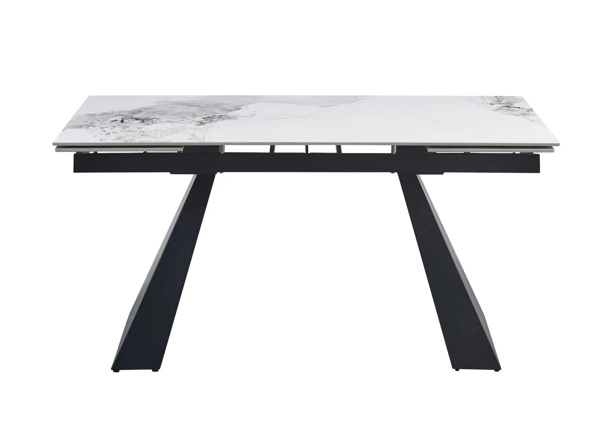 Table à manger extensible noir et marbre blanc | Vexis