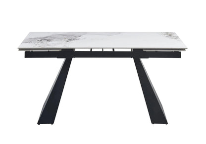 Table à manger extensible noir et marbre blanc | Vexis