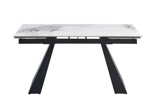 Table à manger extensible noir et marbre blanc | Vexis