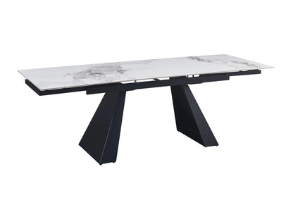 Table à manger extensible noir et marbre blanc | Vexis