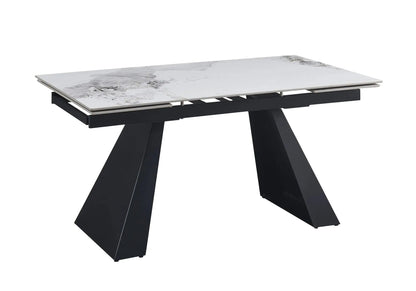 Table à manger extensible noir et marbre blanc | Vexis