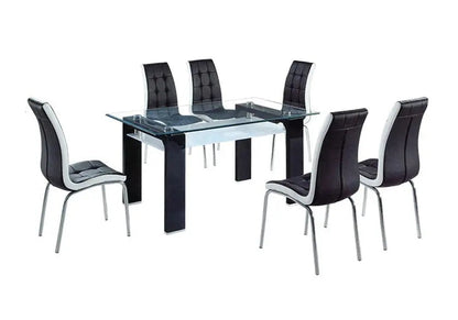Table laquée noire et 6 chaises de salle à manger | Elora