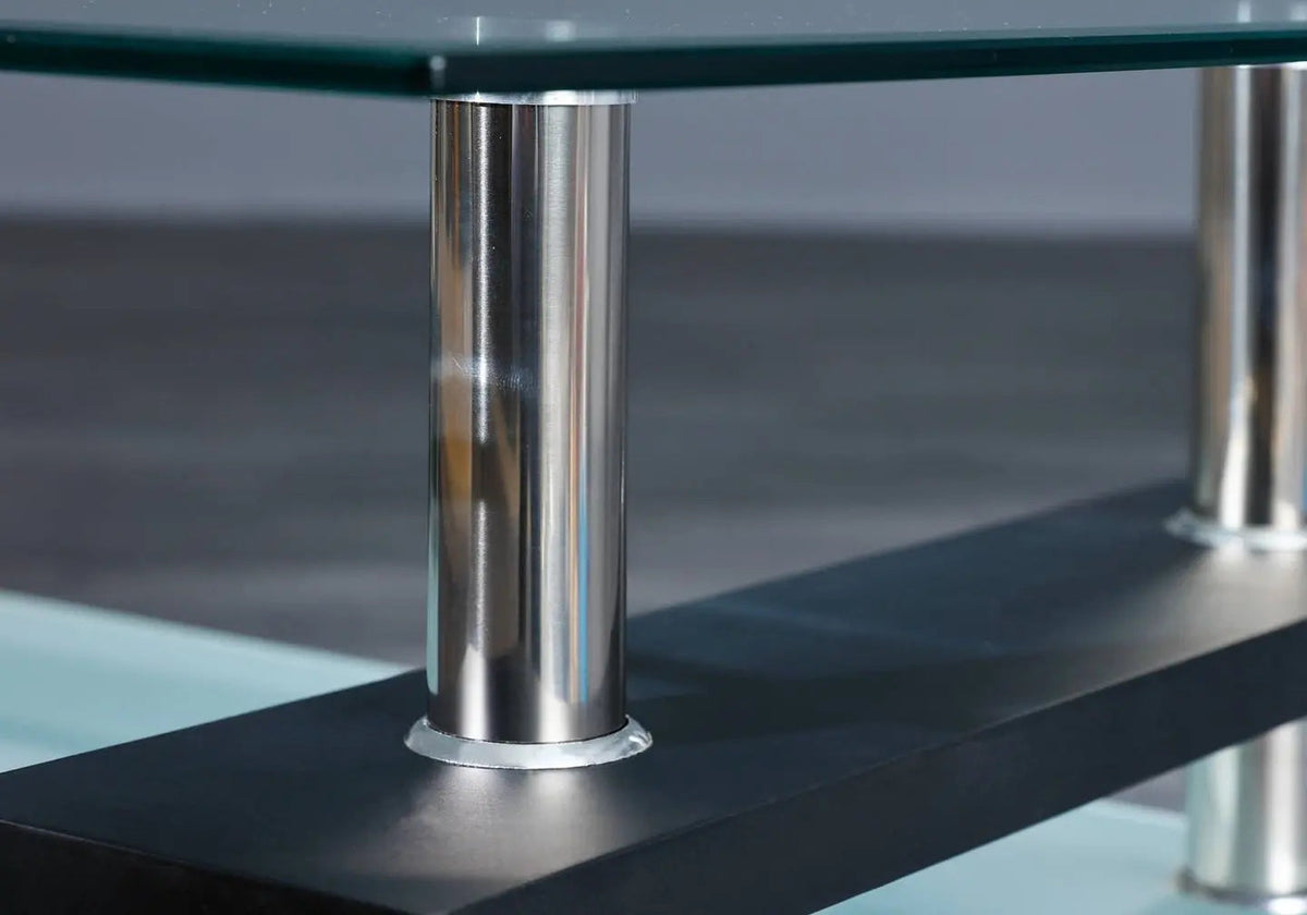 Table à manger laquée noire et 6 chaises grises | Elora