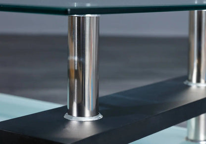 Table à manger laquée noire et 6 chaises grises | Elora