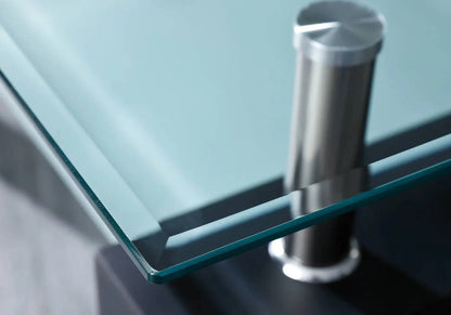 Table à manger laquée noire et 6 chaises grises | Elora