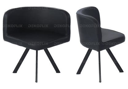 Ensemble table marbre blanc et 6 chaises noires | Kaelo