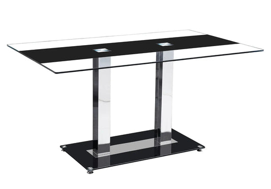 Table à manger verre trempé noir et chromé | Niva