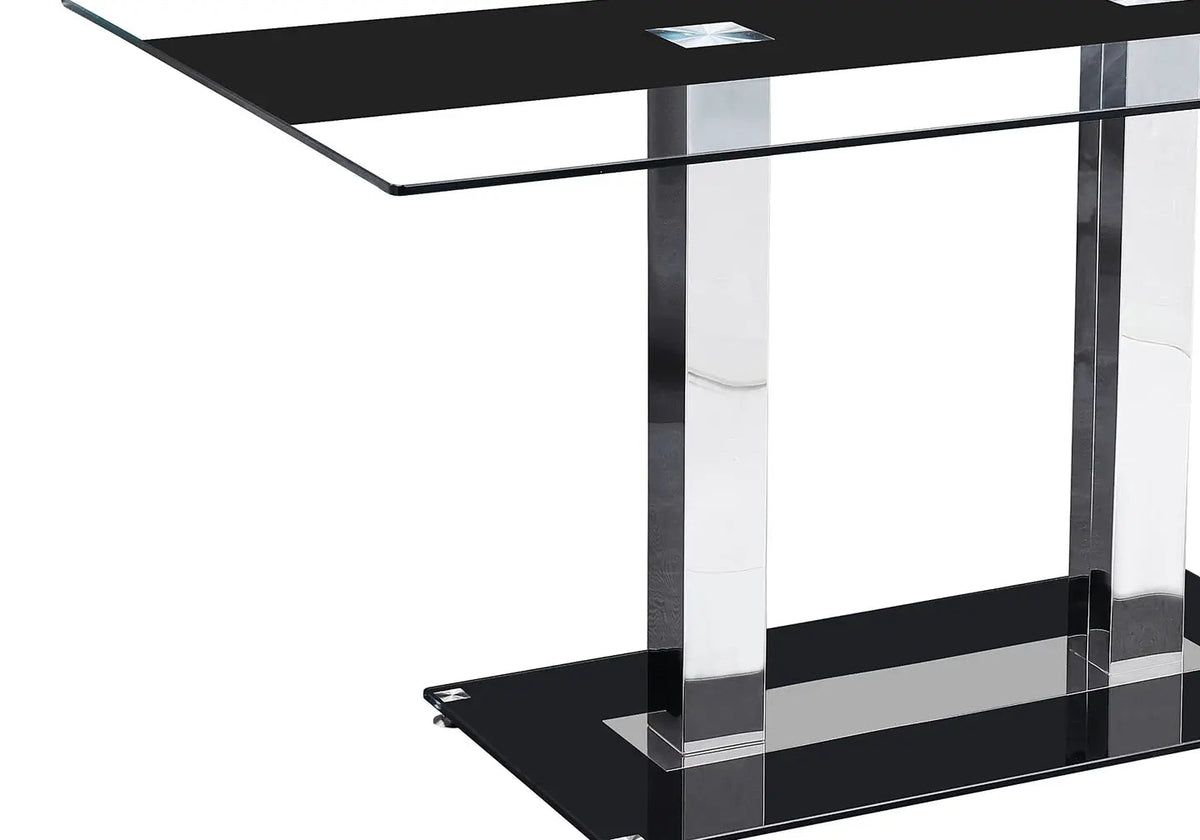 Table à manger verre trempé noir et chromé | Niva