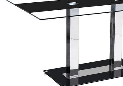Table à manger verre trempé noir et chromé | Niva