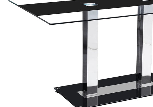 Table à manger verre trempé noir et chromé | Niva