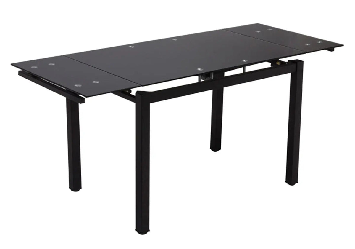 Table à manger extensible verre trempé noir | Orso