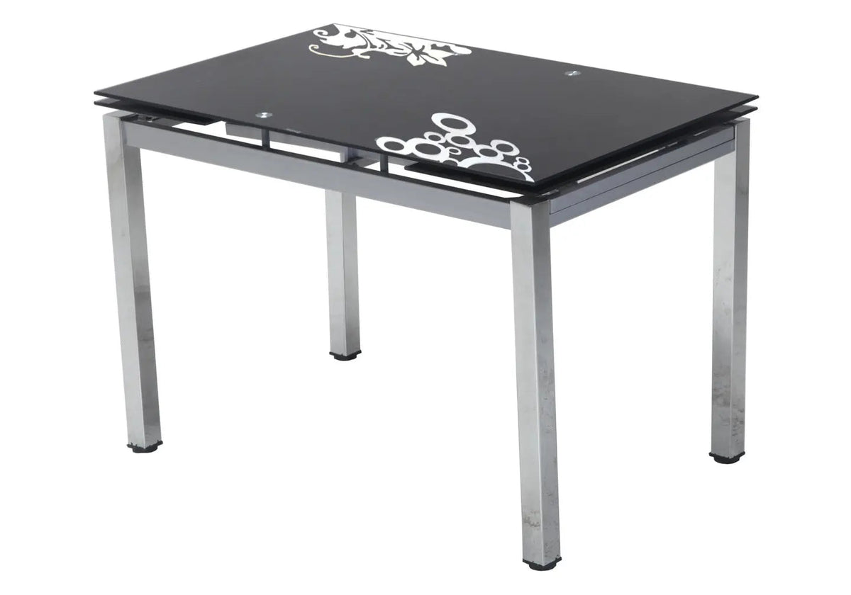 Table à manger extensible verre noir et chrome | Orso
