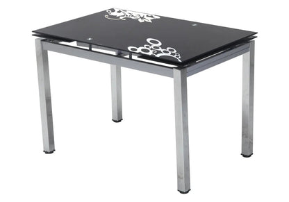 Table à manger extensible verre noir et chrome | Orso