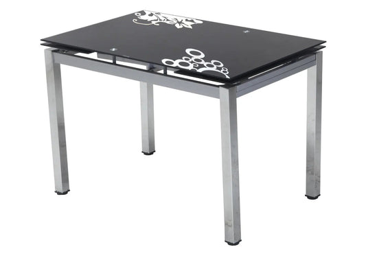 Table à manger extensible verre noir et chrome | Orso