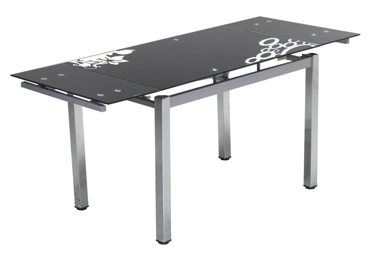 Table à manger extensible verre noir et chrome | Orso