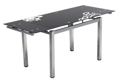 Table à manger extensible verre noir et chrome | Orso
