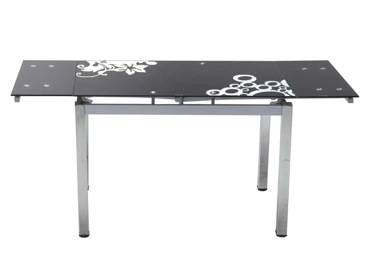 Table à manger extensible verre noir et chrome | Orso