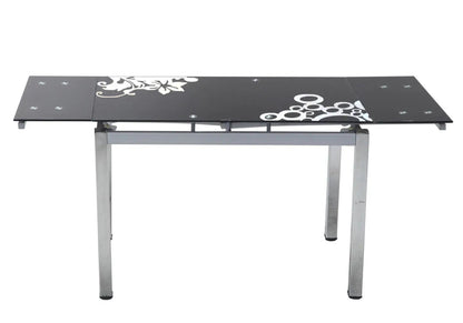 Table à manger extensible verre noir et chrome | Orso