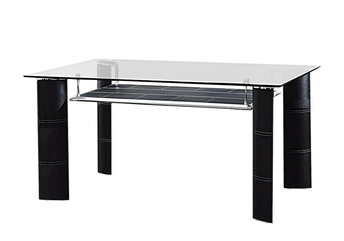 Table à manger verre trempé et simili noir | Aven