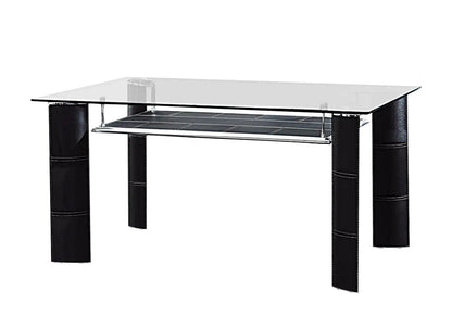 Table à manger verre trempé et simili noir | Aven