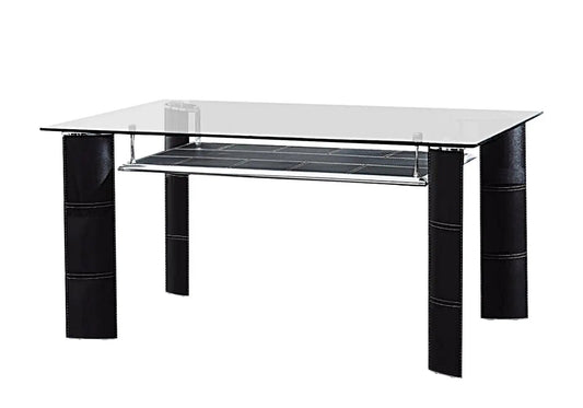 Table à manger verre trempé et simili noir | Aven