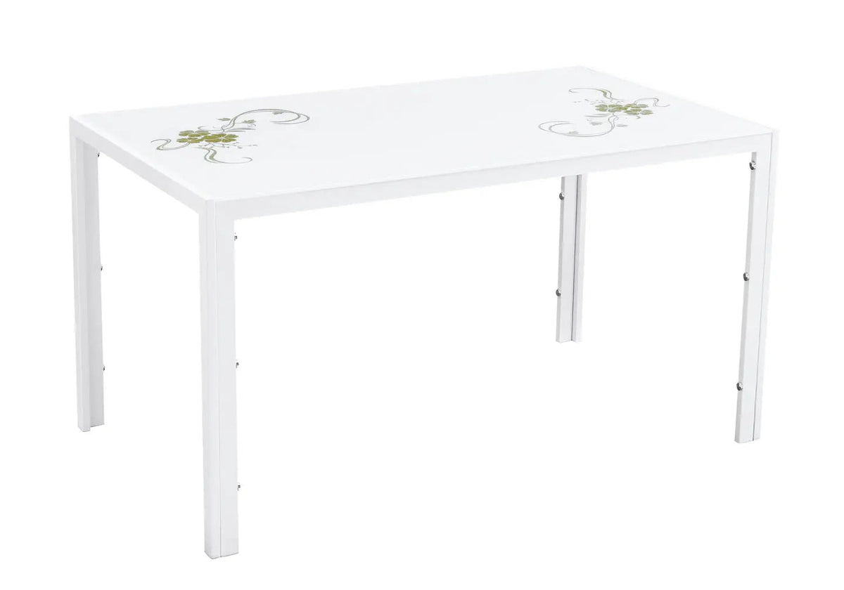 Table à manger rectangulaire verre trempé blanc | Zenix