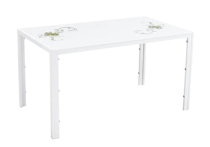 Table à manger rectangulaire verre trempé blanc | Zenix