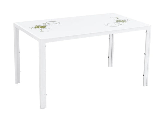 Table à manger rectangulaire verre trempé blanc | Zenix