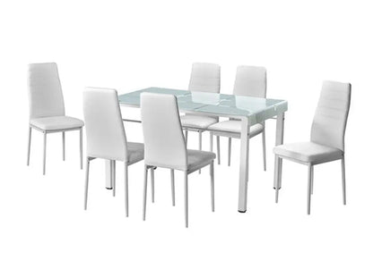 Table à manger rectangulaire verre trempé blanc | Lyra