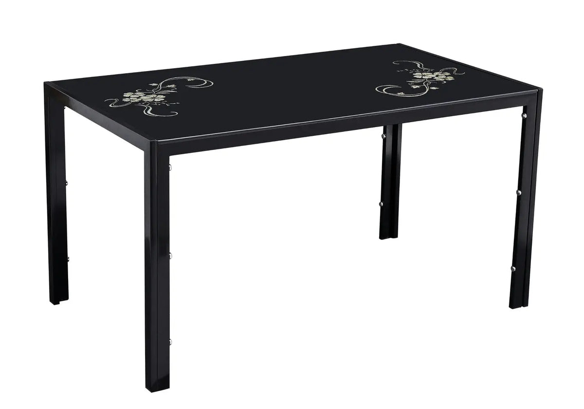 Table à manger rectangulaire verre trempé noir | Zenix