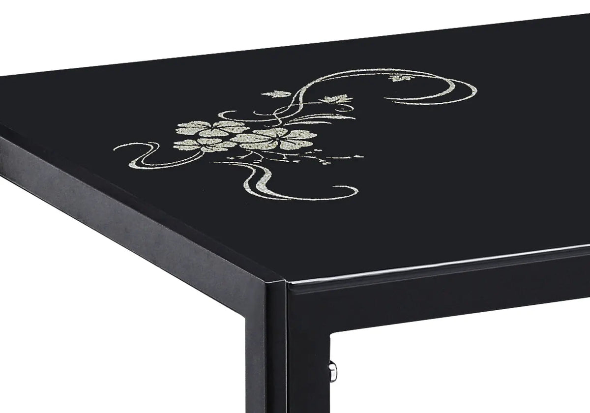 Table à manger rectangulaire verre trempé noir | Zenix