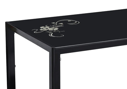 Table à manger rectangulaire verre trempé noir | Zenix